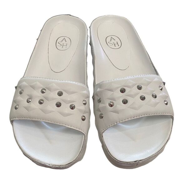 ASH Big Kids Unique White Leather Slide Sandals with Dust Bag NEW 35  3.5 - Picture 4 of 6